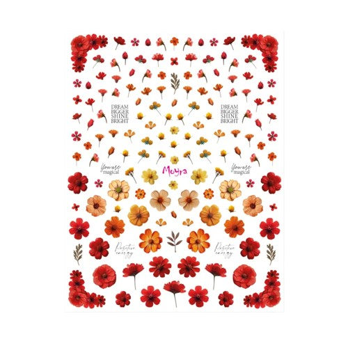 Moyra Watertransfer Sticker No. 16 Dried flowers Red
