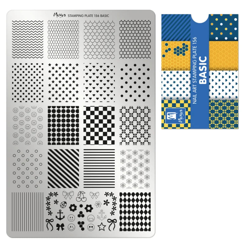 Moyra Stamping Plate 156 Basic + Gratis Try-on plate Sheet