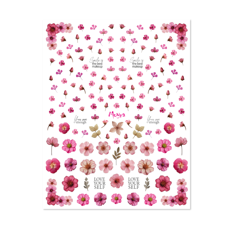 Moyra Watertransfer Sticker No. 15 Dried flowers Pink