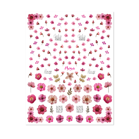 Moyra Watertransfer Sticker No. 15 Dried flowers Pink
